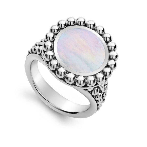 Maya Mother of Pearl Circle Ring from Lagos Size 6 - Picture 1 of 11